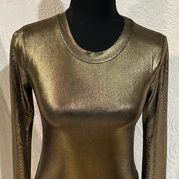Porridge clothing gold shimmer‎ sheer top, size XXS, NWT - Picture 2 of 14